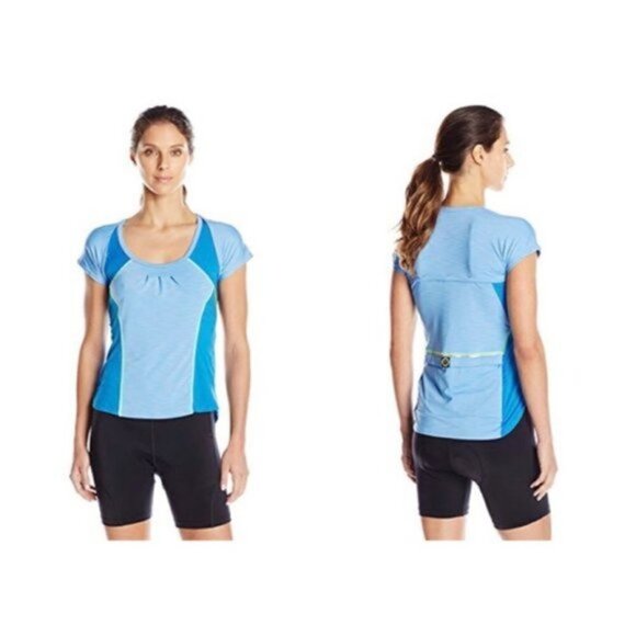 MOXIE Cycling Azure Wrap Solid Tee Shirt Small - Picture 1 of 5